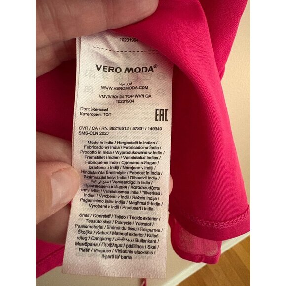 Vero Moda V-Neck True Wrap Blouse Top in Hot Pink Size Small Career - Picture 12 of 14